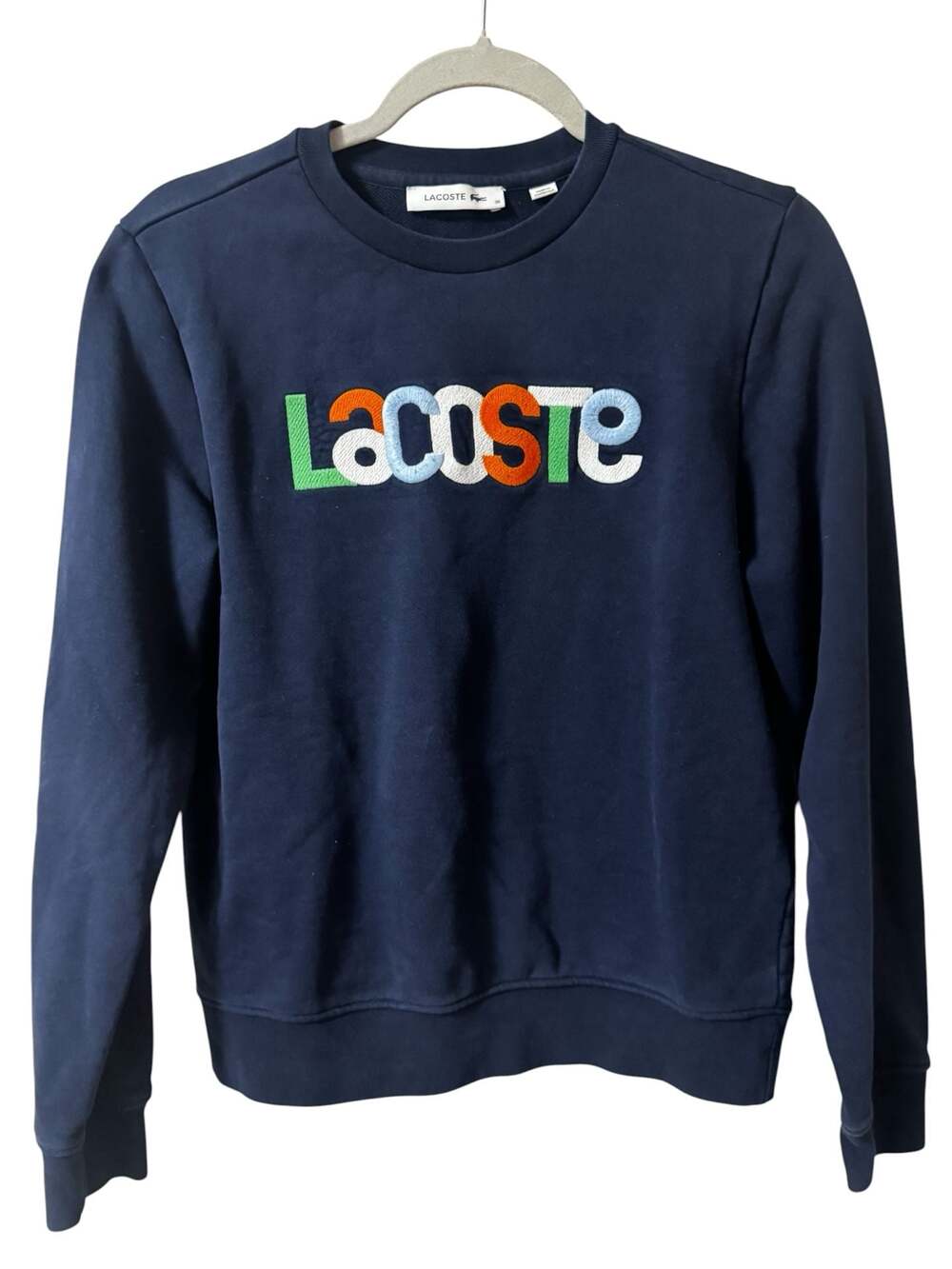 Lacoste Navy Blue Embroidered Multi-Colored Logo Crewneck Sweatshirt
